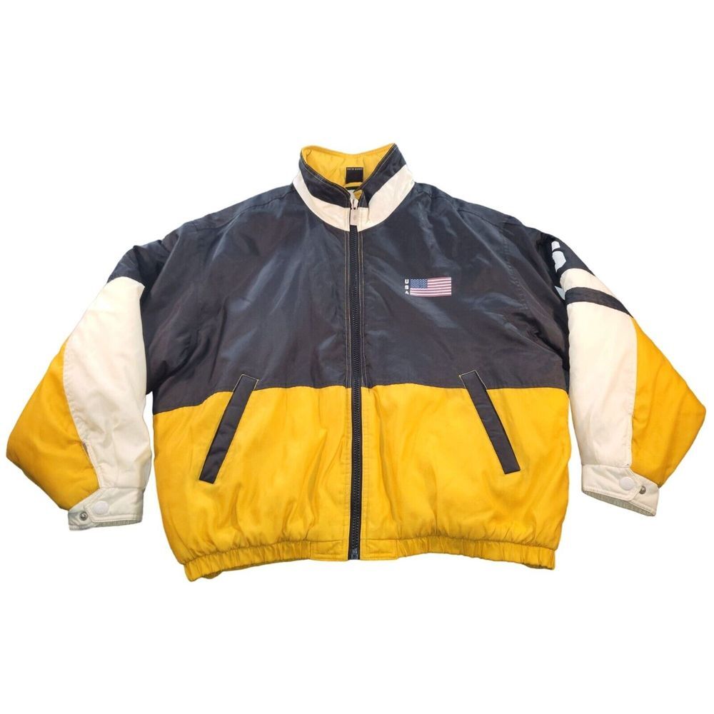Vintage JCPenney USA‎ Olympics Puffer Winter Coat Sz M Colorblock 90s Sportswear